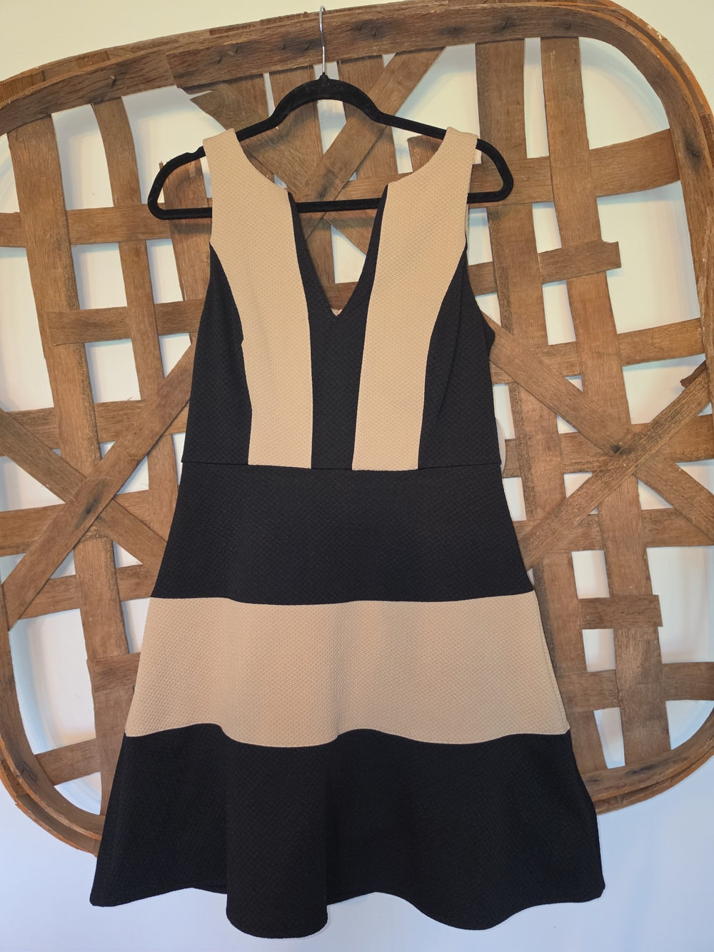 Emma & Michele Beige and Black Colorblock Mini Dress